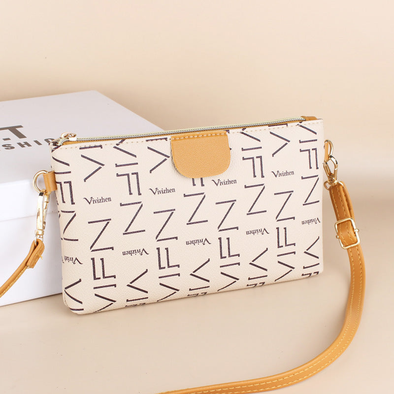 Digital Pattern Zipper Coin Purse Faux Leather Zipper Square Shape Small Bag