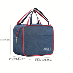 Stripes Handle Zipper Bento Bag Nylon Lunch Insulation Bag
