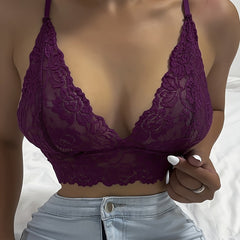 Women's Unpadded Lace Bralette - Comfortable Wireless Triangle Bra