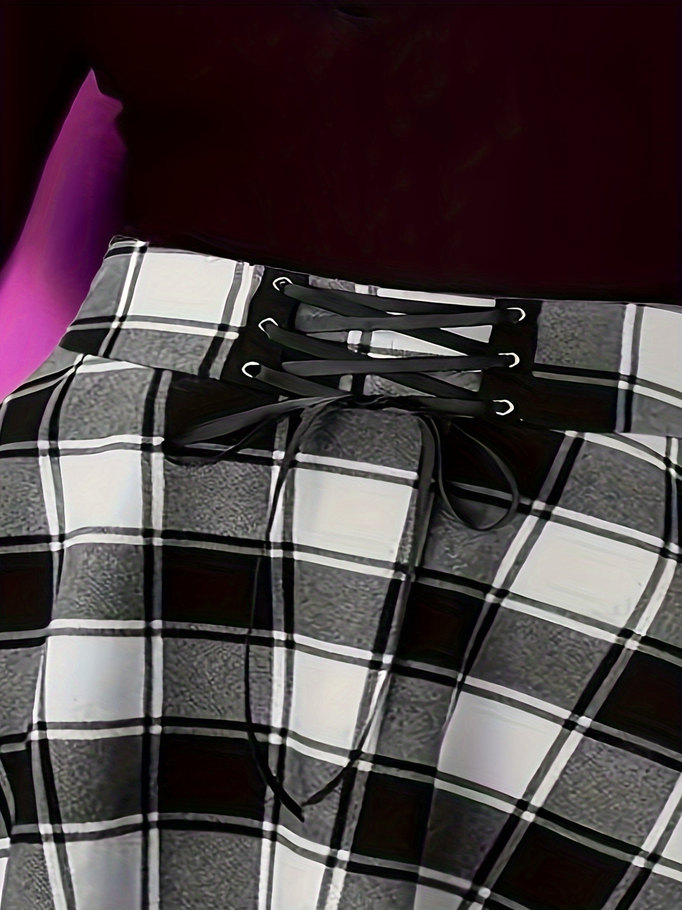  Y2k Plaid Lace Up A line Mini Skirt