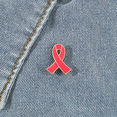 Red Ribbon Lapel Brooch HIV AIDS Prevention Pin