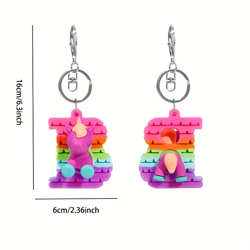 Unicorn Alphabet Keychain LGBTQ Pride Animal Key Ring Purse Bag Ornament