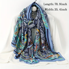 Vintage Paisley Print Silk Scarf for Women