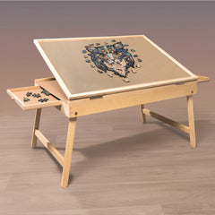Adjustable Jigsaw Puzzle Table Easel with Folding Legs and 2 Drawers