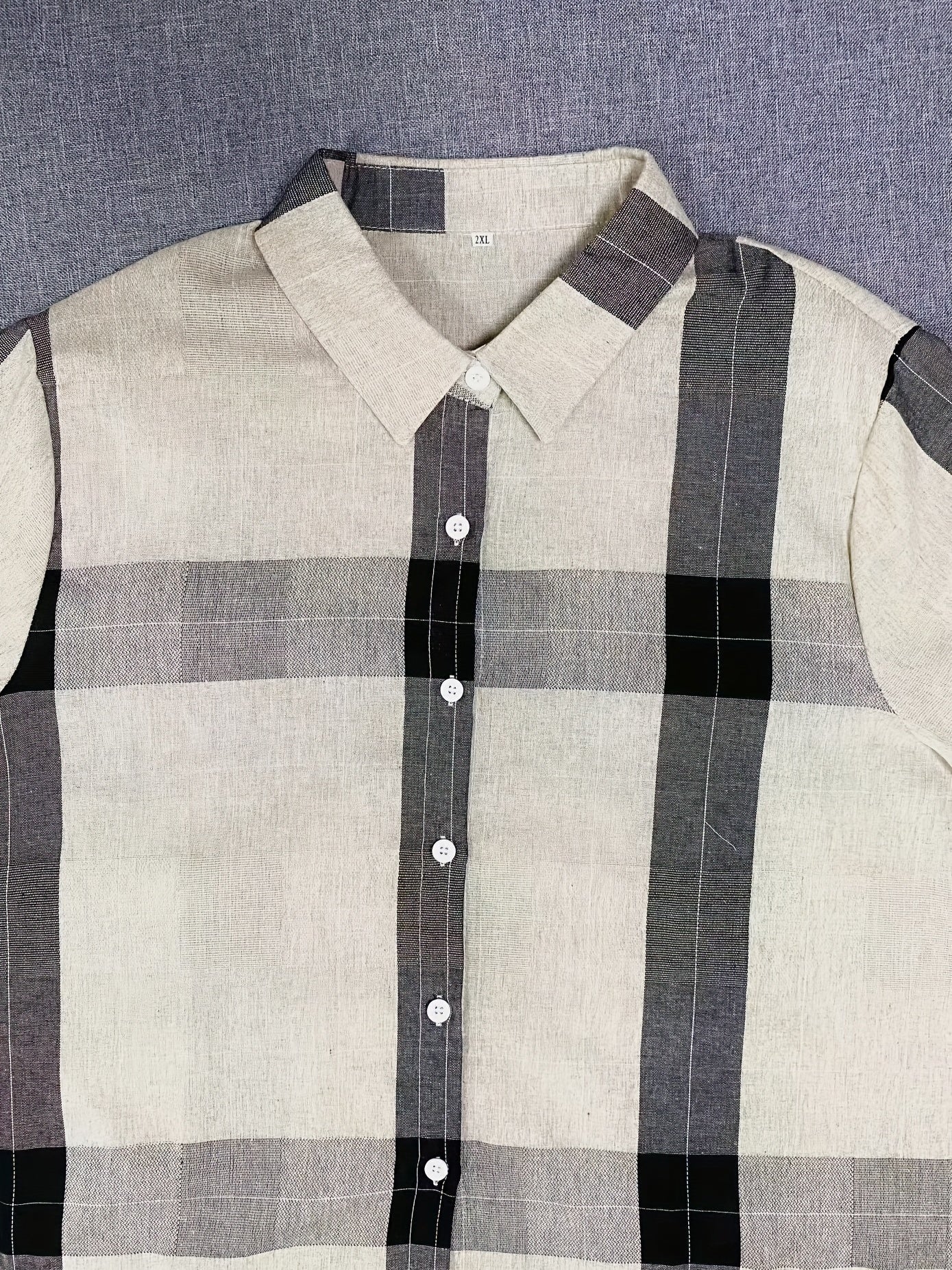  Plaid Print Long Sleeve Button Up Shirt Top