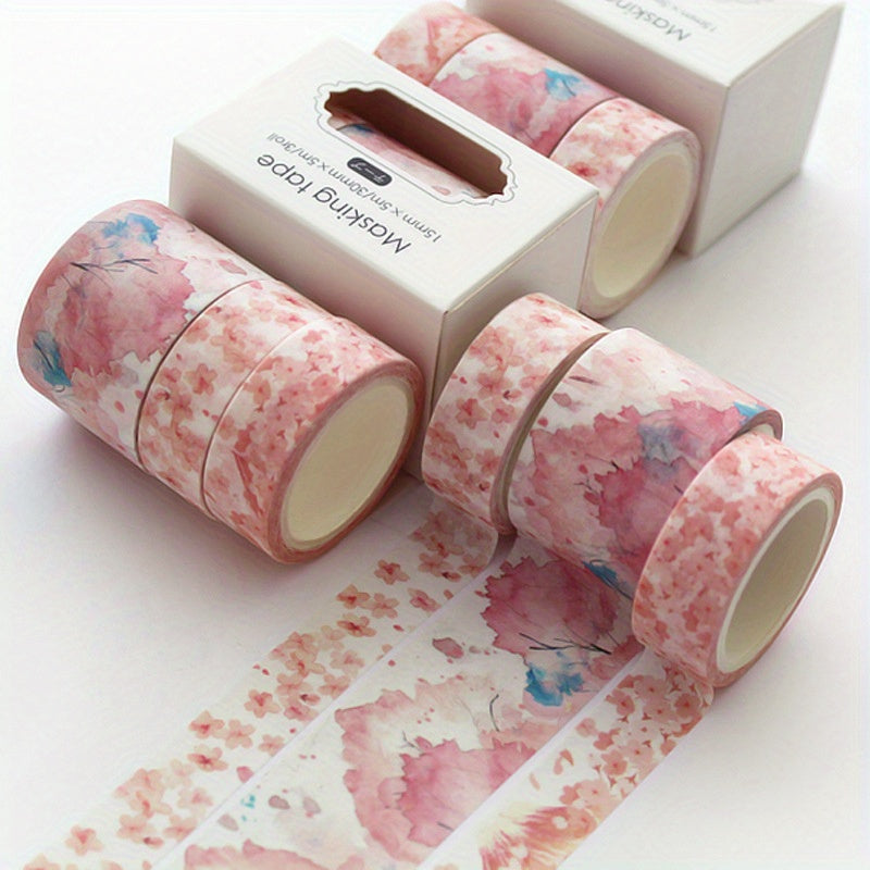 3pcs Flower Pattern Washi Paper Stickers Tape for DIY Scrapbook