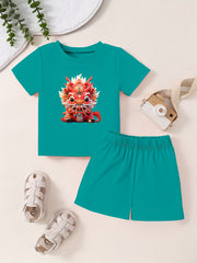 Toddler Cartoon Dragon T shirt & Shorts Set