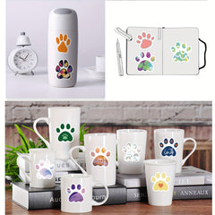 120pcs Cartoon Cat Dog Paw Print Stickers, Waterproof Vinyl PVC Doodle Decals