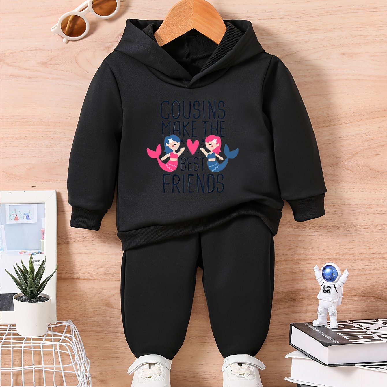 Mermaid Cartoon Print Toddler Baby Outfit Set for Fall Winter