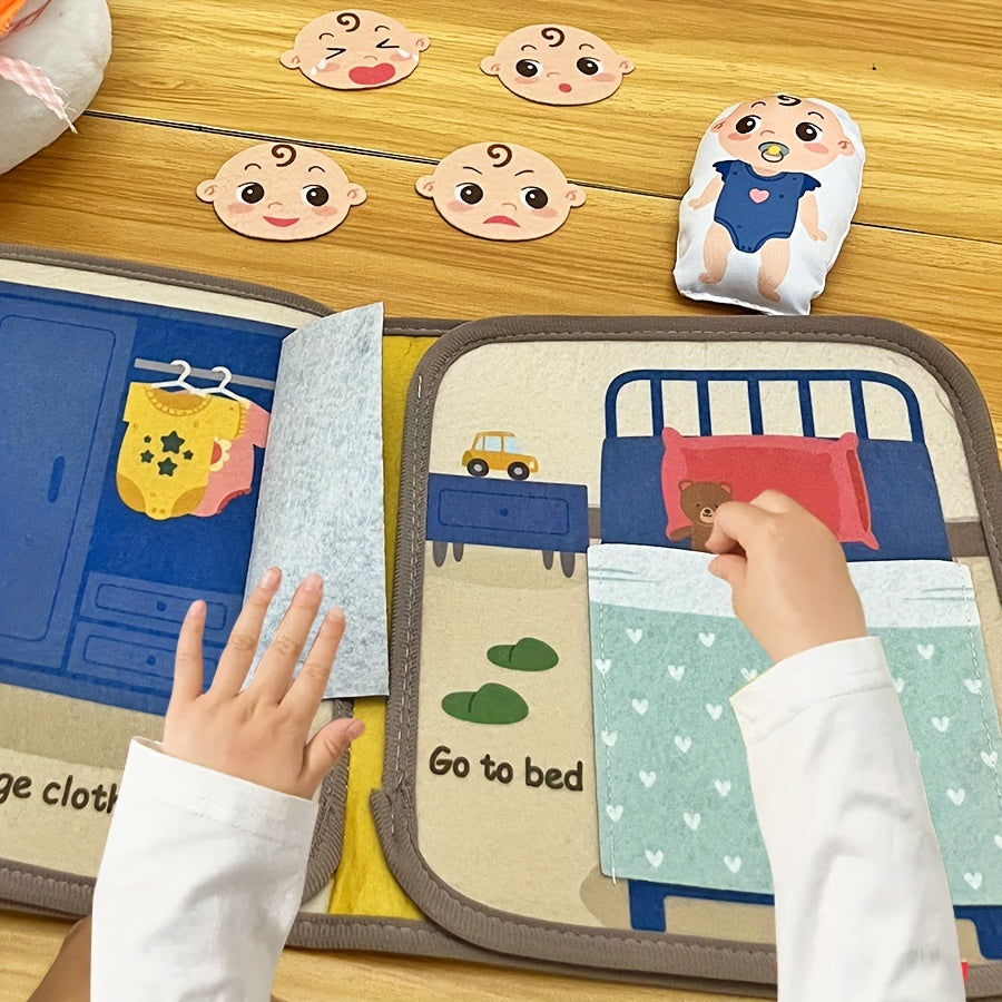 Interactive Toddler Cognition Book Baby Soft Toy Emotion Fabric Book