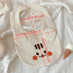 Baby Cotton Gauze Anti-Spitting Milk Bib Ear Embroidery Bib