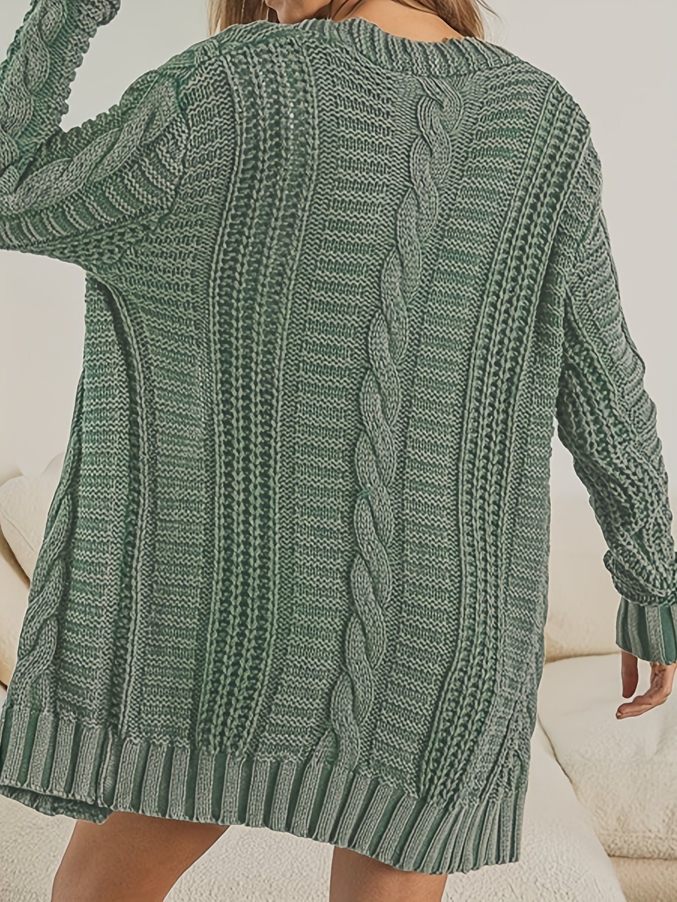  Solid Cable Button Cardigan