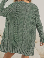  Solid Cable Button Cardigan