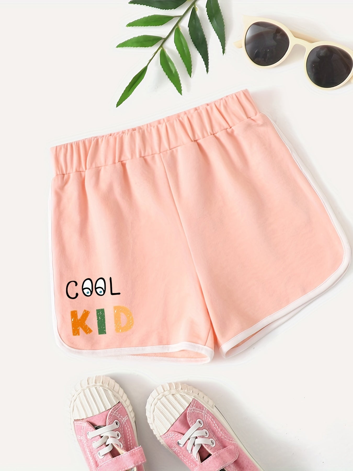 Girls Cartoon 'Cool Kid' Active Running Shorts Summer Athletic Shorts
