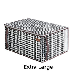 Large Storage Bag Houndstooth Zipper Organizer Blanket