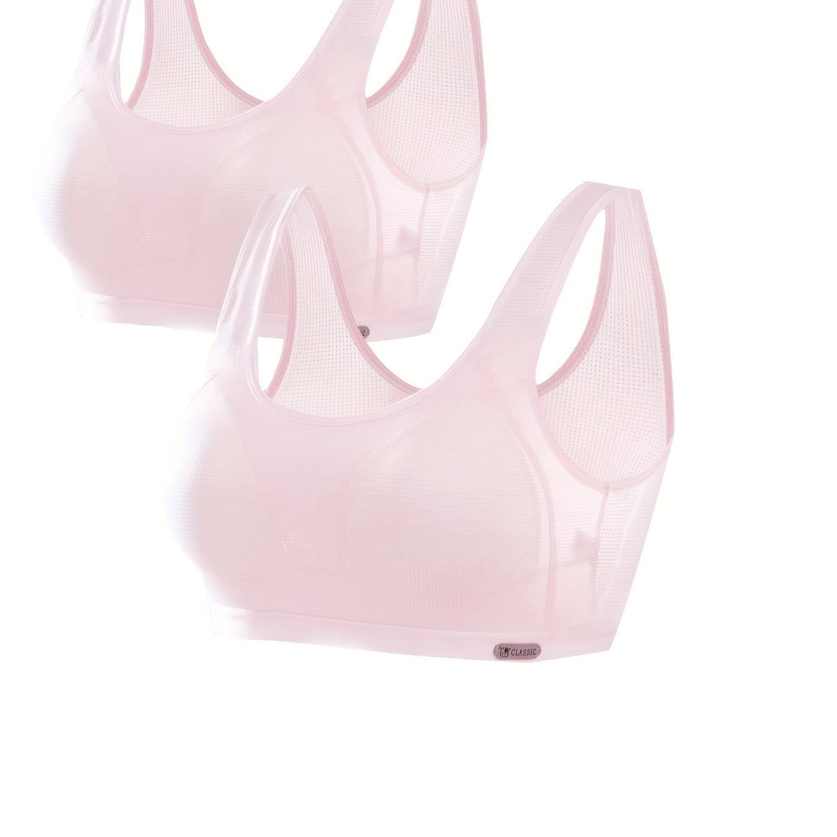 2pcs Solid Sports Bras Comfy & Breathable for Women