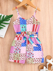 Girls Floral Print Sleeveless Romper