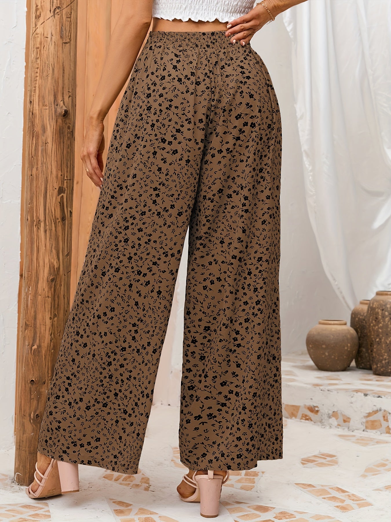 Floral Wide Leg Pants Spring Summer Casual Loose