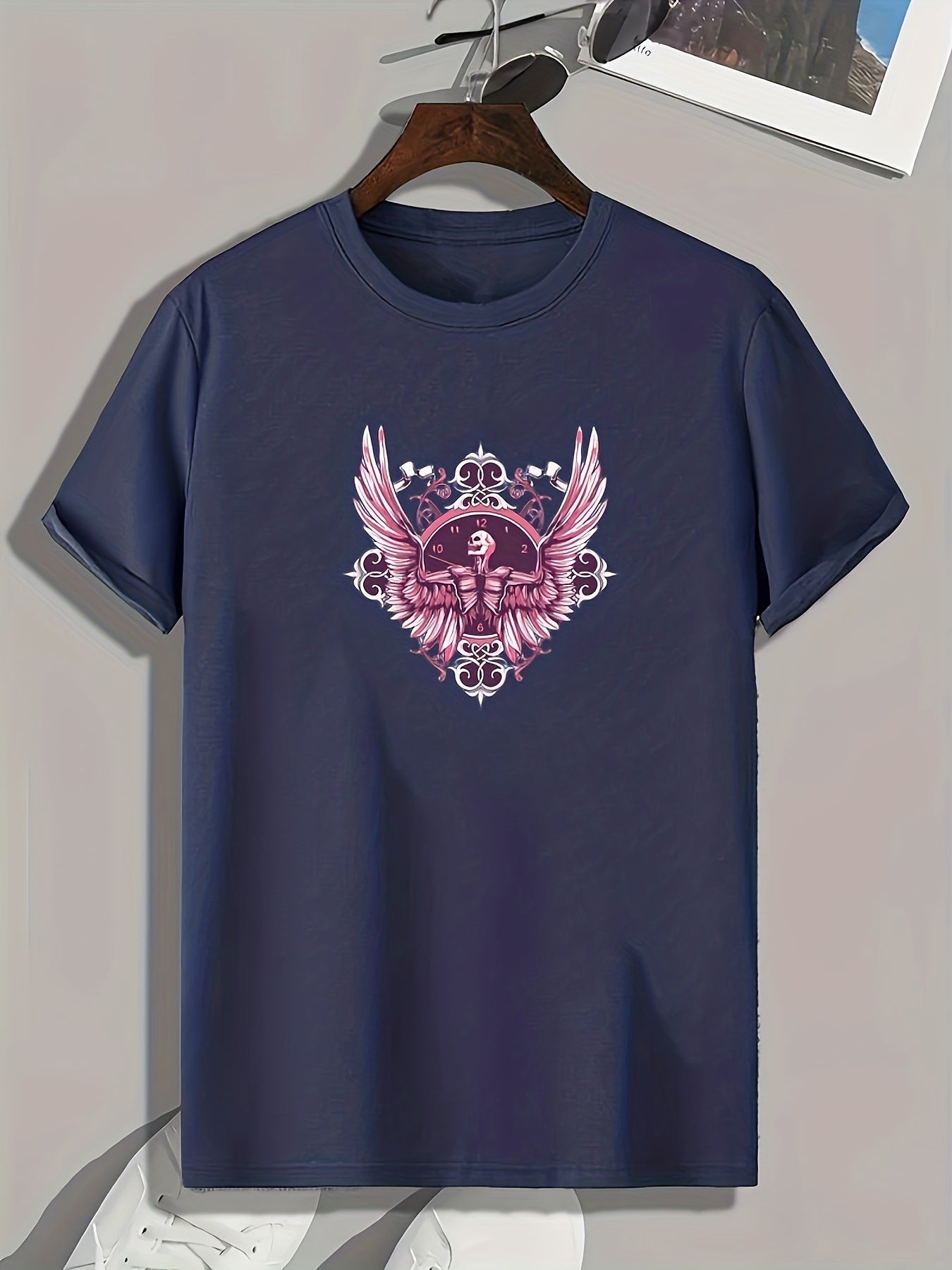 Skull Pattern Print Men's Sports T-shirt - Fitness Tee for Outdoor Activities