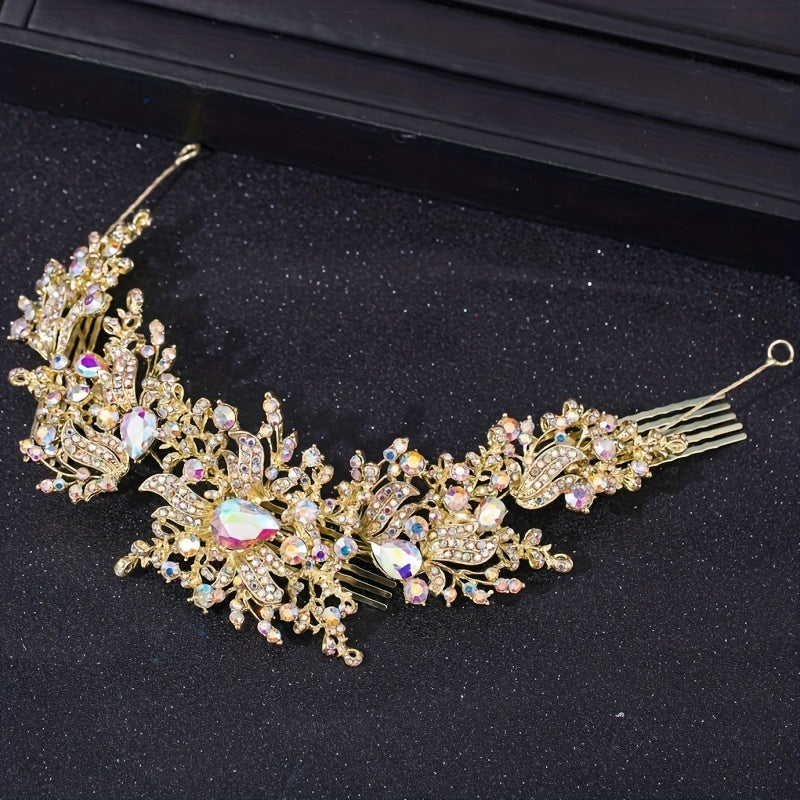 Bridal Wedding Rhinestone Hair Comb Crystal Flower Hair Comb For Women