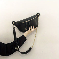 Chain Crossbody Bag Double Zipper Waist Bag