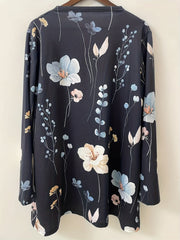  Floral Print Long Sleeve Open Front Cardigan