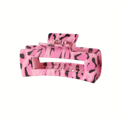 Leopard Pattern Hair Claw Clip Rectangle Shaped Nonslip Ponytail Holder
