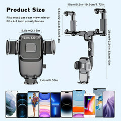 Upgraded Car Cell Phone Holder Rearview Mirror Adjustable