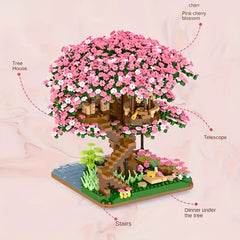 Mini Cherry Bonsai Tree Building Set - Mini Blocks Sakura Tree House Kit