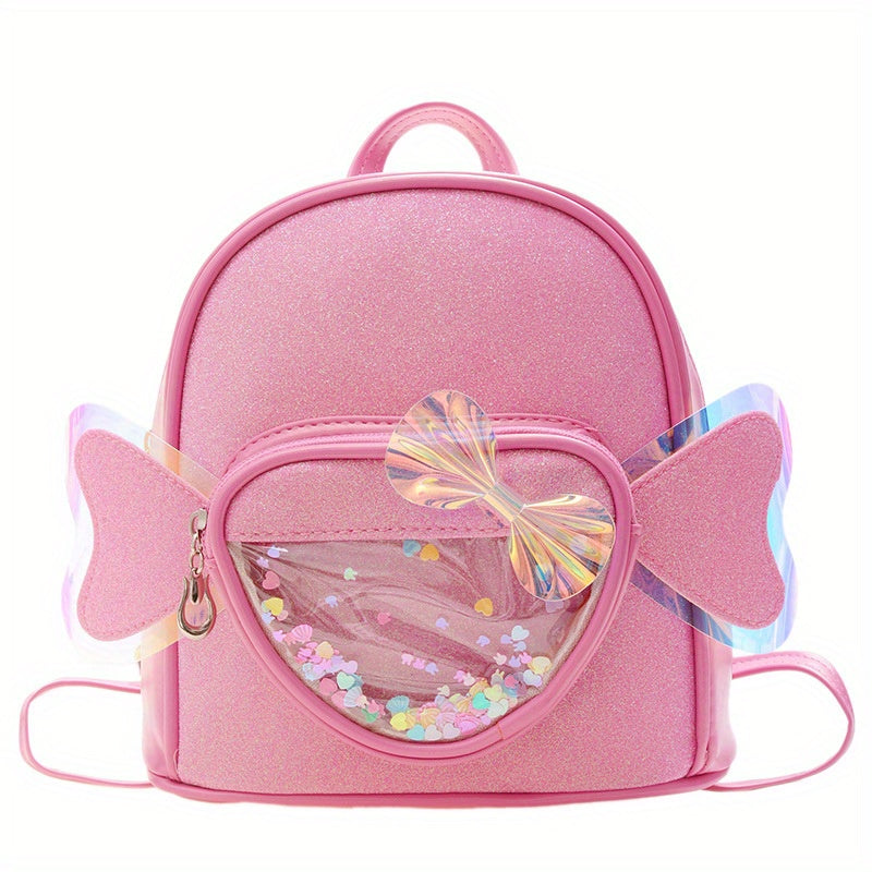 Sequins Love Bow Decor Backpack for Girls
