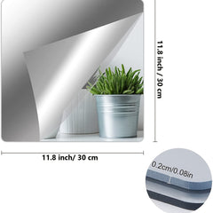 Acrylic Mirror Tiles 2mm Self Adhesive Flexible Plastic Frameless Mirror