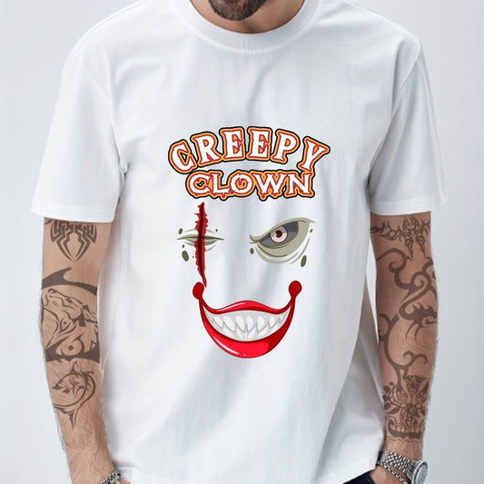 Creepy Clown Print Men's Graphic Crew Neck T shirt