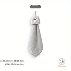 Panda Pattern Hanging Towel Coral Fleece Absorbent Soft Towel