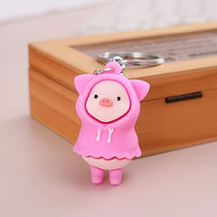 PVC Raincoat Pig Key Ring 1PCS Cute Keychain for Kids