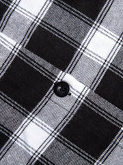  Plaid Print Button Up Long Sleeve Blouse