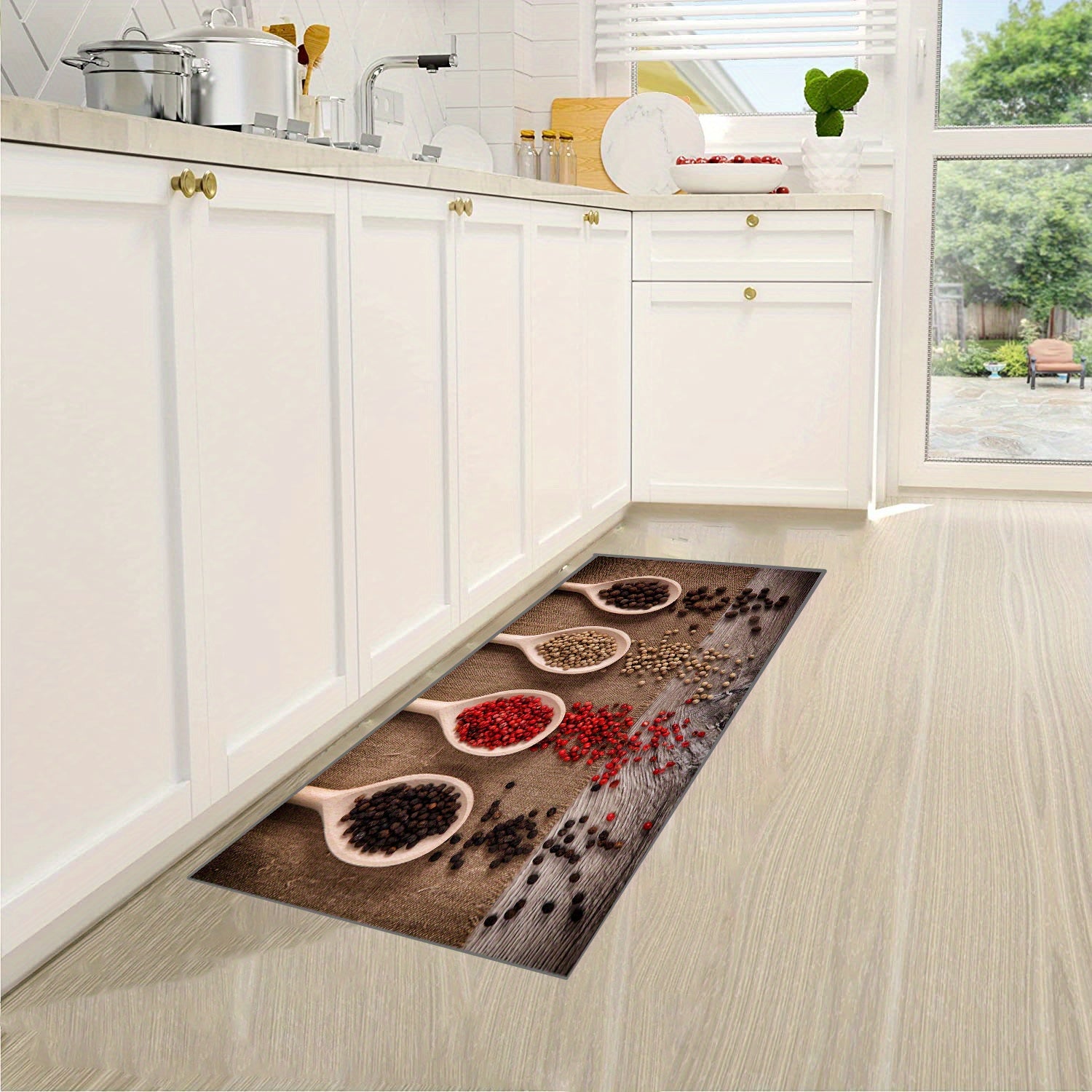 2pcs Boho Kitchen Rugs Absorbent Non Slip Stain Resistant W