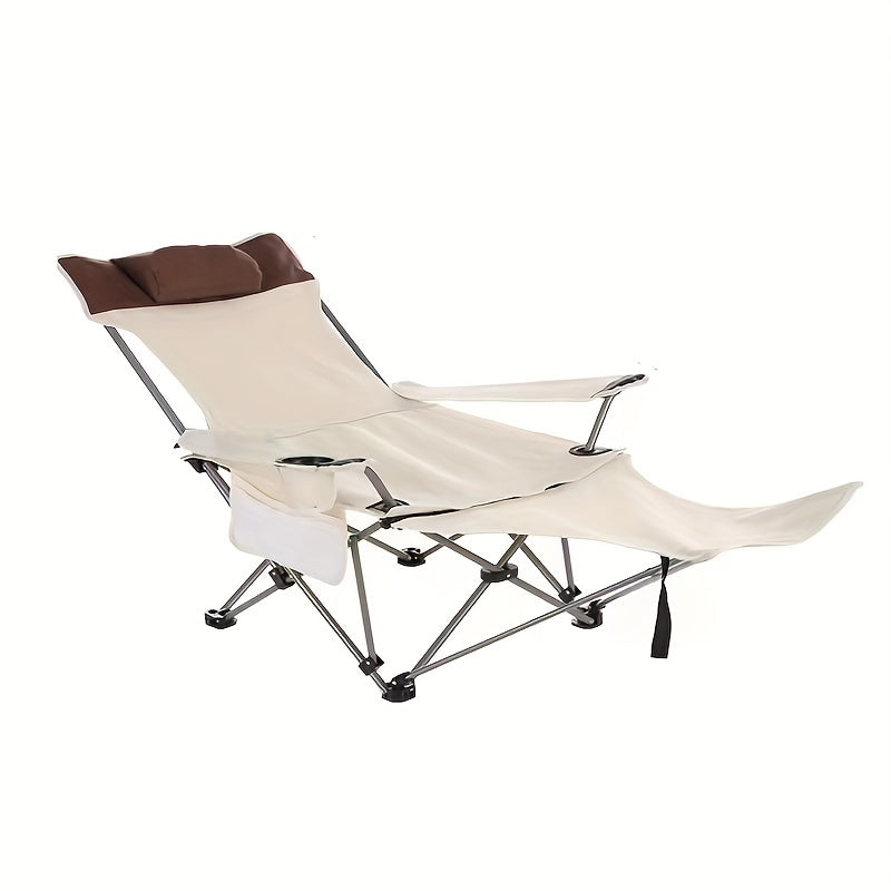 Portable Folding Chair with Cup Holder & Pillow for Outdoor Adventures