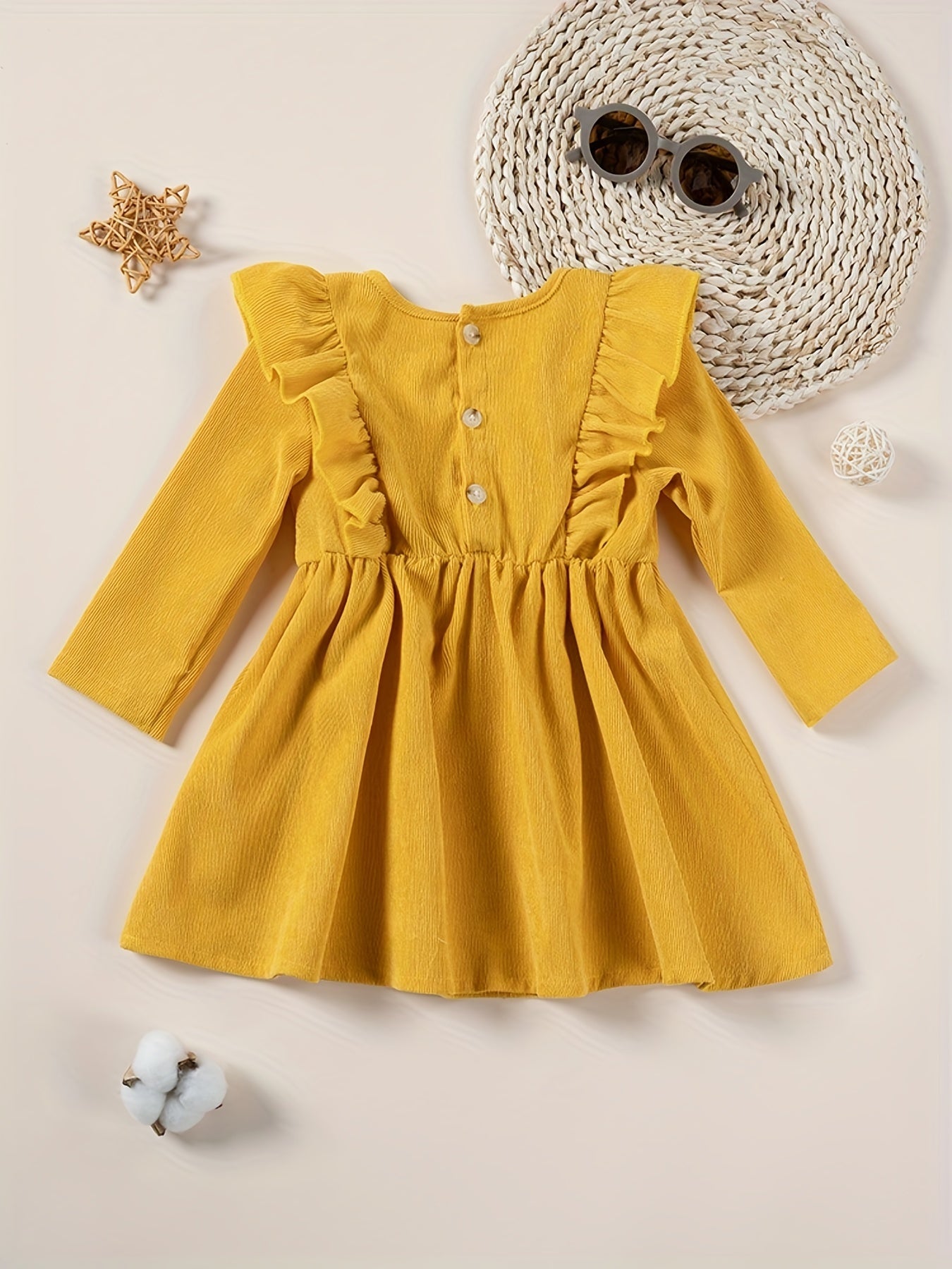 Baby Girls Ruffle Sleeve Princess Dresses Spring Autumn 1-5Y