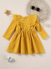 Baby Girls Ruffle Sleeve Princess Dresses Spring Autumn 1-5Y