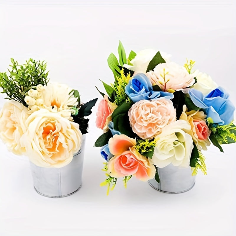 5pcs Galvanized Bucket Metal Flower Pot Round Planter Plant Basket