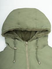 Women's Solid Long Sleeve Warm Jacket Zip Up Casual Outerwear