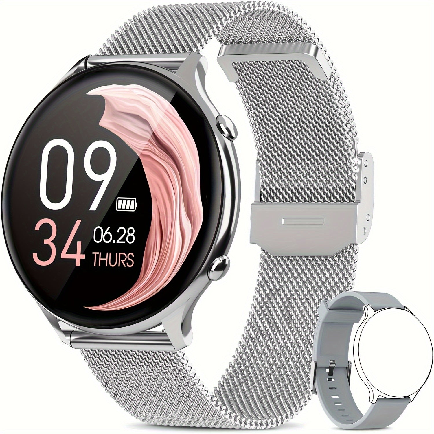 Micro Bear Women's Smartwatch with Wireless Calling & Menstrual Cycle Tracker