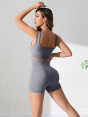 Yoga Tank Top & Stretch Fitness Shorts Set Women's Activewear