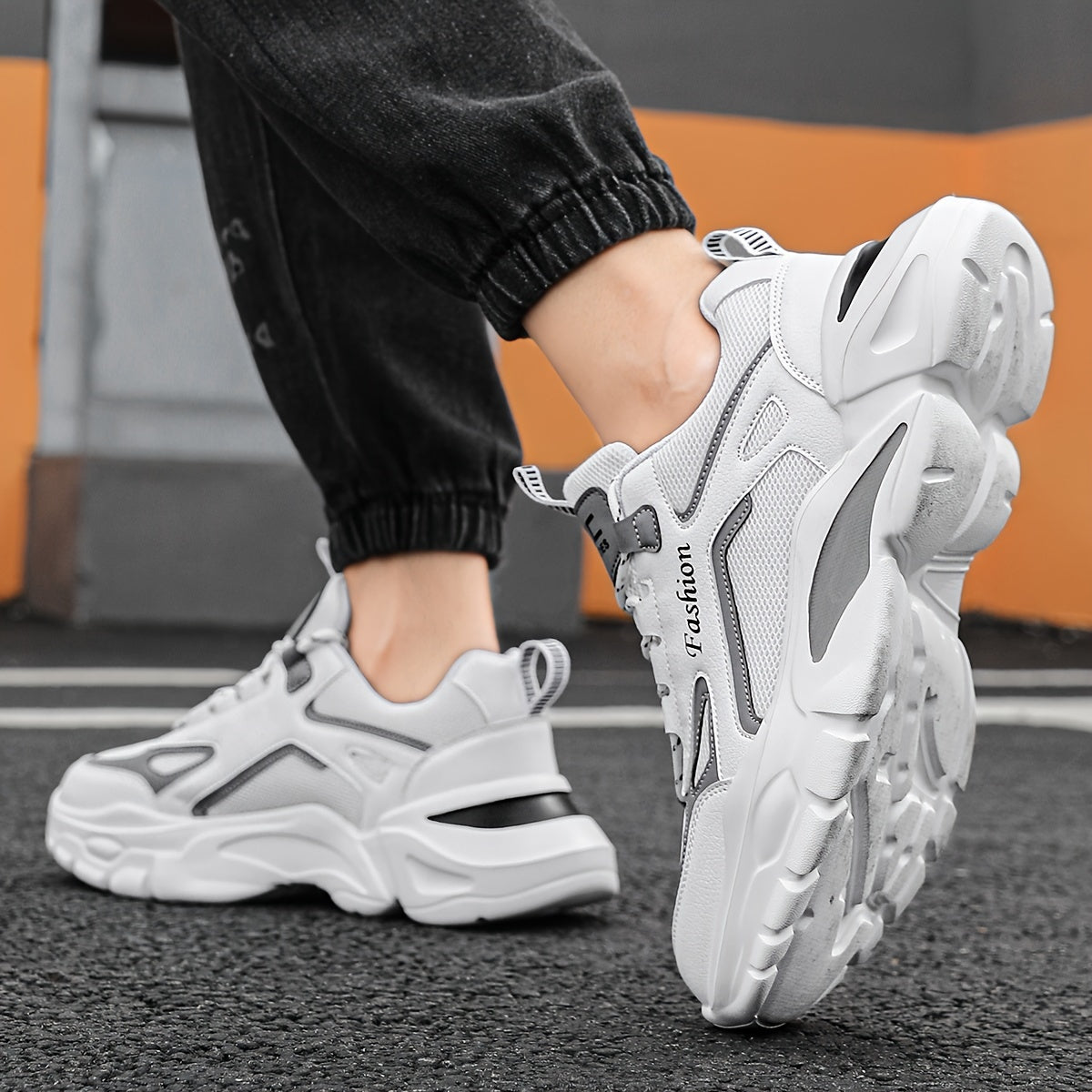 Men's Chunky Lace Up Sneakers Comfy Non Slip Soft Sole
