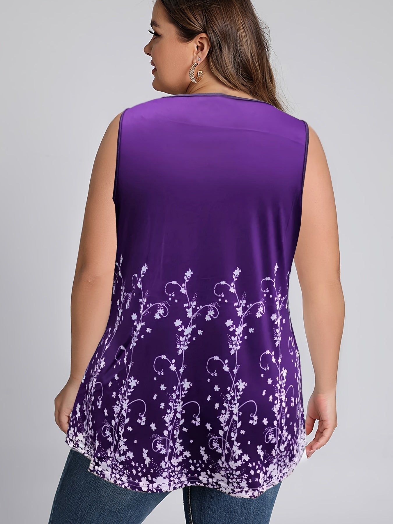  Floral Print V Neck Tank Top