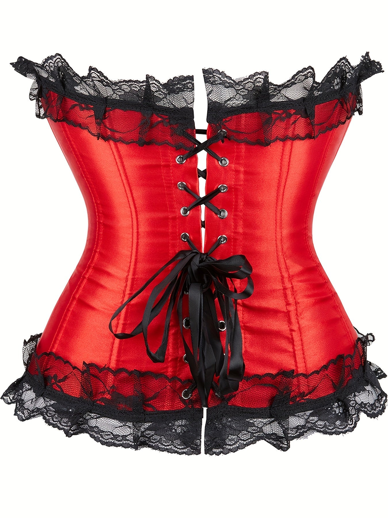 Floral Jacquard Mesh Ruffle Trim Underbust Corset