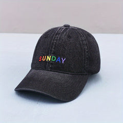 Embroidery Baseball Cap Denim Washed Unisex Couple Sun Hat