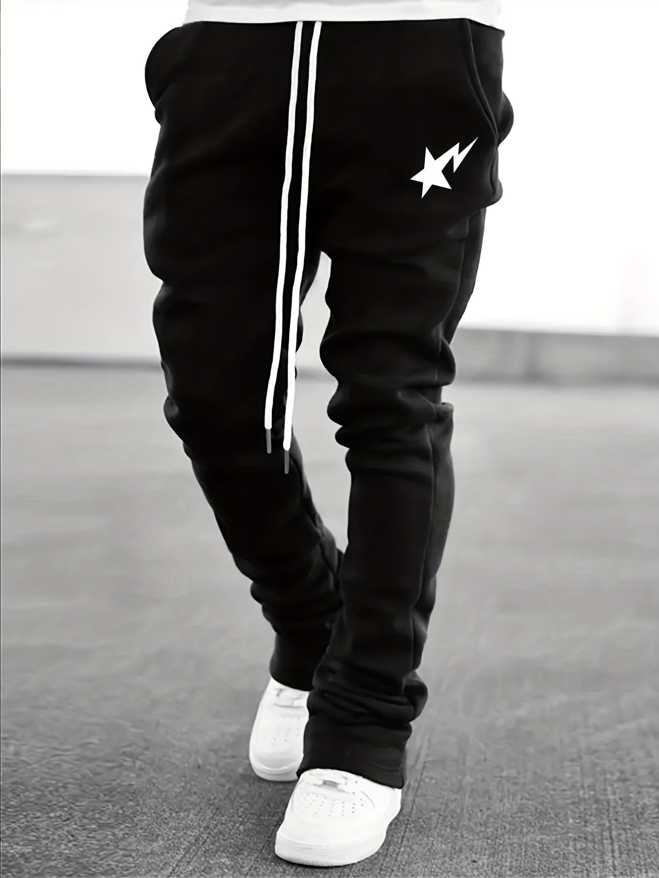 Star Print Men's Casual Jogger Pants With Pockets