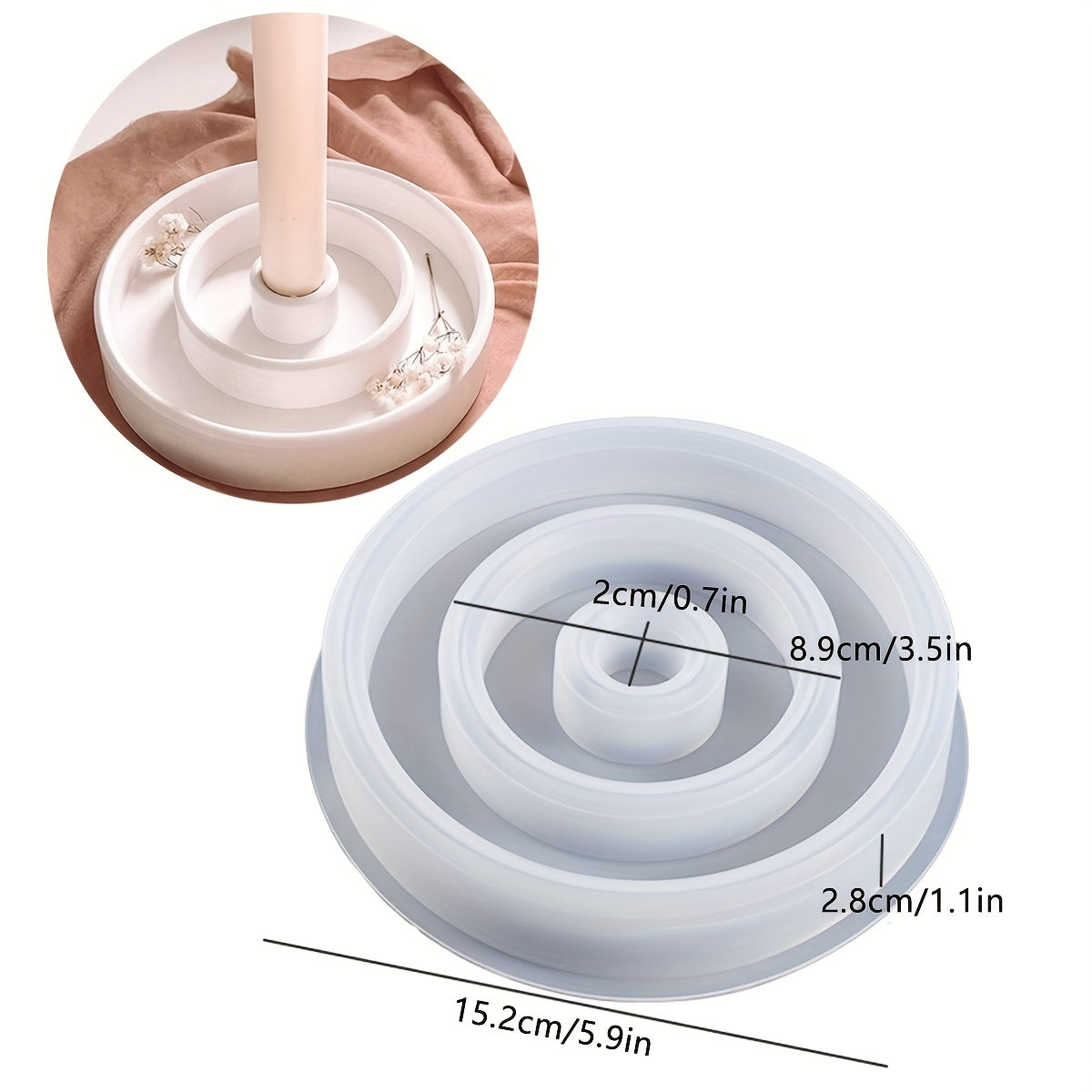 Round Resin Candle Holder Silicone Mold DIY Candle Making