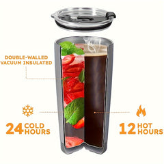 Christmas Printed Stainless Steel Tumbler 590ml with Straw